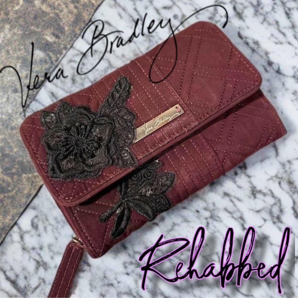 FREE* Vera Bradley Ultimate Trifold Accordion Wallet Rehabbed Floral Accents GUC